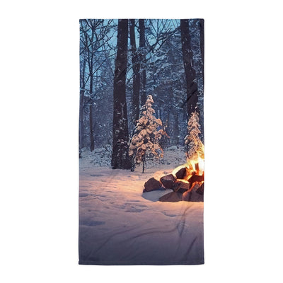 Lagerfeuer im Winter - Camping Foto - Handtuch camping xxx Default Title