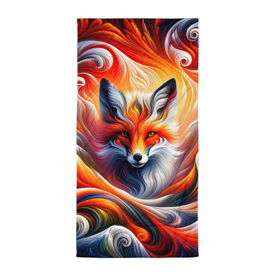 Abstraktes Kunstwerk, das den Geist der Alpen verkörpert. Leuchtender Fuchs in den Farben Orange, Rot, Weiß - Handtuch camping xxx yyy zzz Default Title