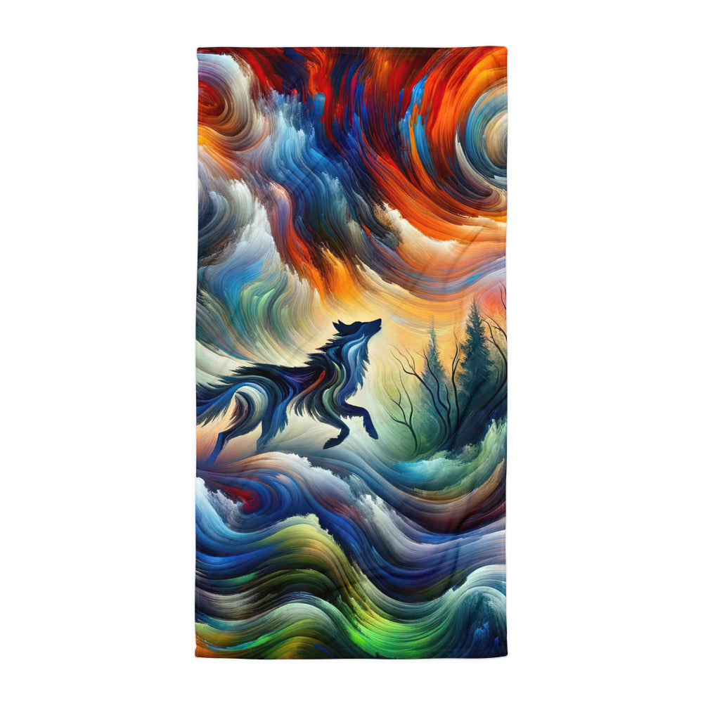 Alpen Abstraktgemälde mit Wolf Silhouette in lebhaften Farben (AN) - Handtuch xxx yyy zzz Default Title