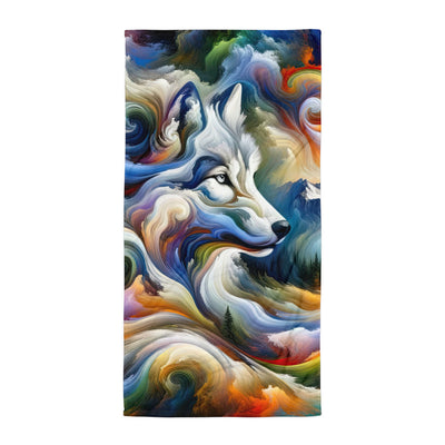 Abstraktes Alpen Gemälde: Wirbelnde Farben und Majestätischer Wolf, Silhouette (AN) - Handtuch xxx yyy zzz Default Title