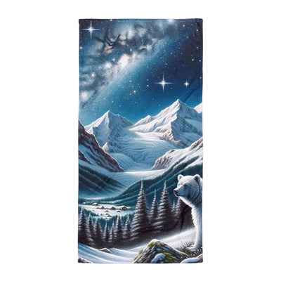 Sternennacht und Eisbär: Acrylgemälde mit Milchstraße, Alpen und schneebedeckte Gipfel - Handtuch camping xxx yyy zzz Default Title