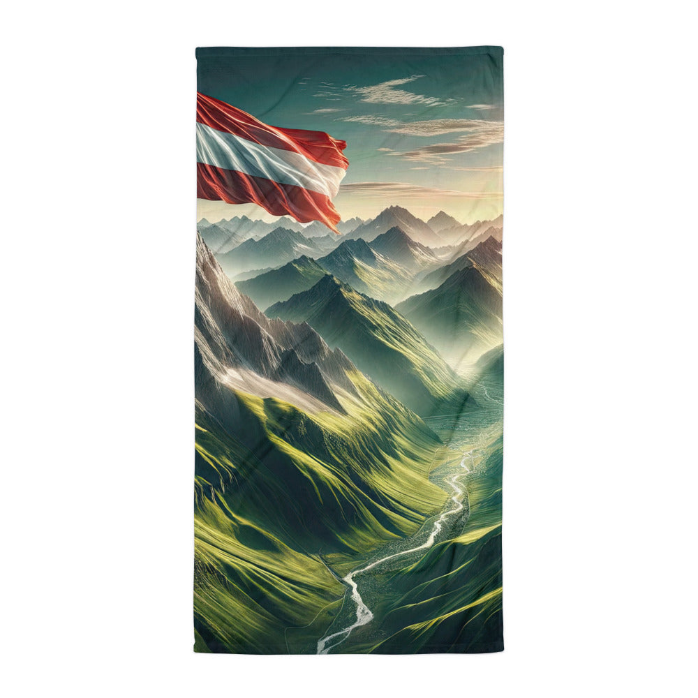 Alpen Gebirge: Fotorealistische Bergfläche mit Österreichischer Flagge - Handtuch berge xxx yyy zzz Default Title