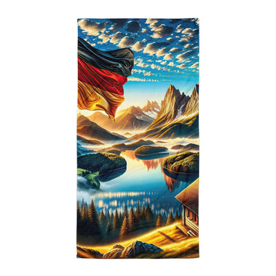 Alpen Gebirge im Morgenlicht: Kunstwerk mit Deutsche Flagge - Handtuch berge xxx yyy zzz Default Title