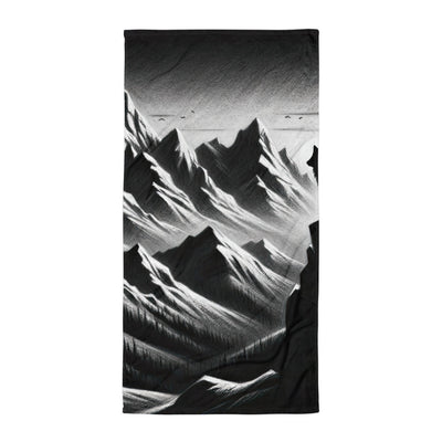 Kohlezeichnung, die die stille Stille der Alpen in der Winterdämmerung verkörpert. Wolf auf einem Berghügel (AN) - Handtuch xxx yyy zzz Default Title
