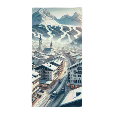 Winter in Kitzbühel: Digitale Malerei von schneebedeckten Dächern - Handtuch berge xxx yyy zzz Default Title