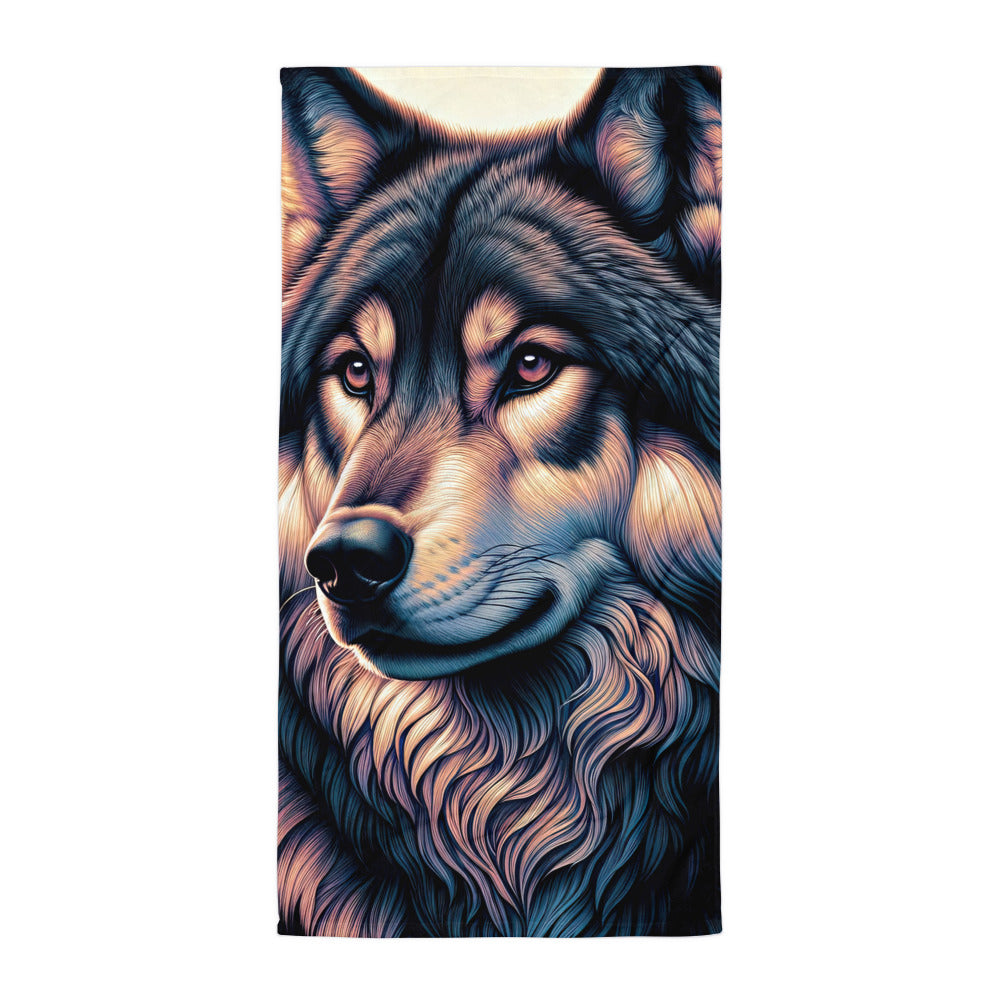 Majestätischer, glänzender Wolf in leuchtender Illustration (AN) - Handtuch xxx yyy zzz Default Title