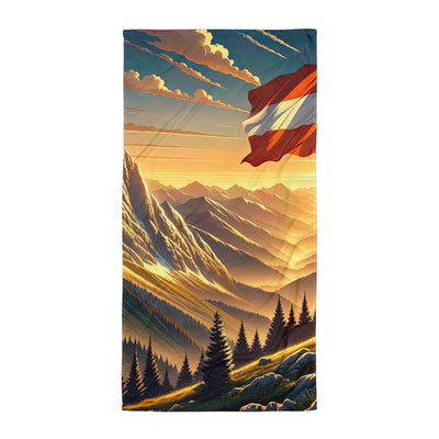 Ruhiger Alpenabend mit österreichischer Flagge und goldenem Sonnenuntergang - Handtuch berge xxx yyy zzz Default Title