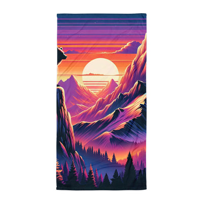 Alpen-Sonnenuntergang mit Bär auf Hügel, warmes Himmelsfarbenspiel - Handtuch camping xxx yyy zzz Default Title