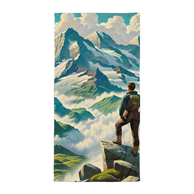 Panoramablick der Alpen mit Wanderer auf einem Hügel und schroffen Gipfeln - Handtuch wandern xxx yyy zzz Default Title