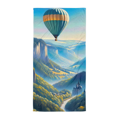 Ölgemälde einer ruhigen Szene in Luxemburg mit Heißluftballon und blauem Himmel - Handtuch berge xxx yyy zzz Default Title
