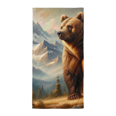 Ölgemälde eines königlichen Bären vor der majestätischen Alpenkulisse - Handtuch camping xxx yyy zzz Default Title