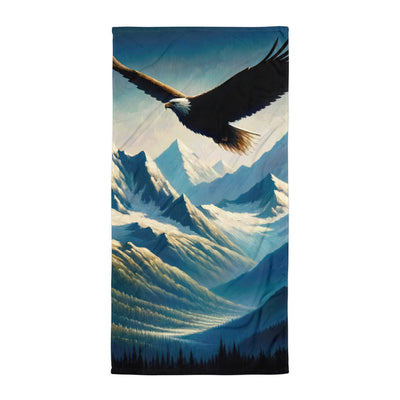 Ölgemälde eines Adlers vor schneebedeckten Bergsilhouetten - Handtuch berge xxx yyy zzz Default Title