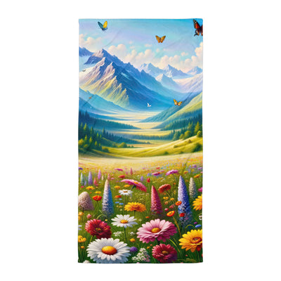 Ölgemälde einer ruhigen Almwiese, Oase mit bunter Wildblumenpracht - Handtuch camping xxx yyy zzz Default Title