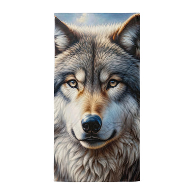 Porträt-Ölgemälde eines prächtigen Wolfes mit faszinierenden Augen (AN) - Handtuch xxx yyy zzz Default Title