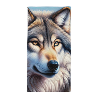 Ölgemäldeporträt eines majestätischen Wolfes mit intensiven Augen in der Berglandschaft (AN) - Handtuch xxx yyy zzz Default Title