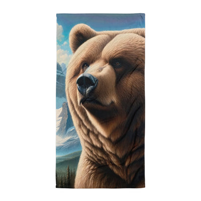 Realistisches Ölgemälde eines männlichen Bären in den Bergen mit Fokus auf Stärke und Schärfe - Handtuch camping xxx yyy zzz Default Title