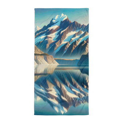 Ölgemälde eines unberührten Sees, der die Bergkette spiegelt - Handtuch berge xxx yyy zzz Default Title