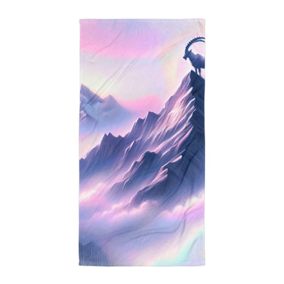 Pastellzeichnung der Alpen im Morgengrauen mit Steinbock in Rosa- und Lavendeltönen - Handtuch berge xxx yyy zzz Default Title