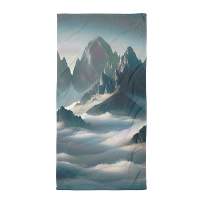 Foto eines nebligen Alpenmorgens, scharfe Gipfel ragen aus dem Nebel - Handtuch berge xxx yyy zzz Default Title