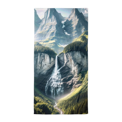 Foto der sommerlichen Alpen mit üppigen Gipfeln und Wasserfall - Handtuch berge xxx yyy zzz Default Title