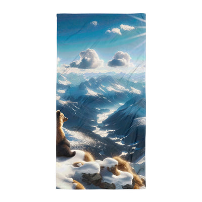 Foto der Alpen im Winter mit Bären auf dem Gipfel, glitzernder Neuschnee unter der Sonne - Handtuch camping xxx yyy zzz Default Title