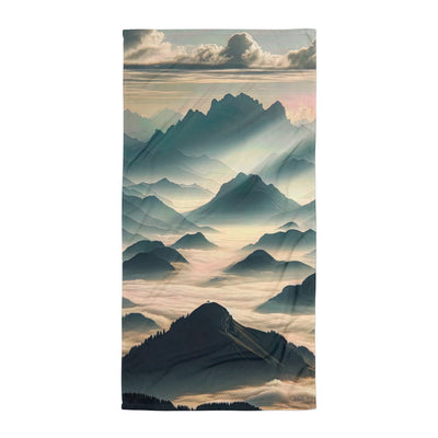 Foto der Alpen im Morgennebel, majestätische Gipfel ragen aus dem Nebel - Handtuch berge xxx yyy zzz Default Title