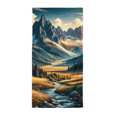 Quadratisches Kunstwerk der Alpen, majestätische Berge unter goldener Sonne - Handtuch berge xxx yyy zzz Default Title