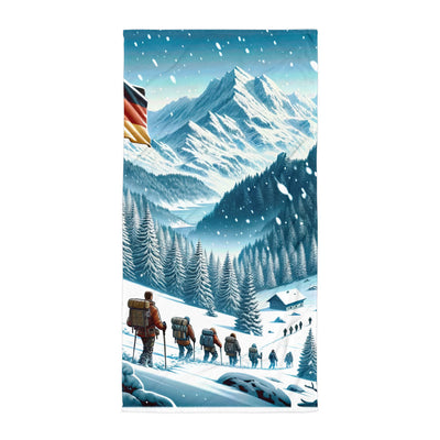 Quadratische Winterillustration der Alpen mit deutscher Flagge und Wanderteam - Handtuch wandern xxx yyy zzz Default Title