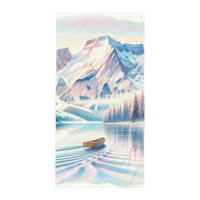 Aquarell eines klaren Alpenmorgens, Boot auf Bergsee in Pastelltönen - Handtuch berge xxx yyy zzz Default Title