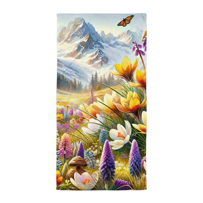 Aquarell einer ruhigen Almwiese, farbenfrohe Bergblumen in den Alpen - Handtuch berge xxx yyy zzz Default Title
