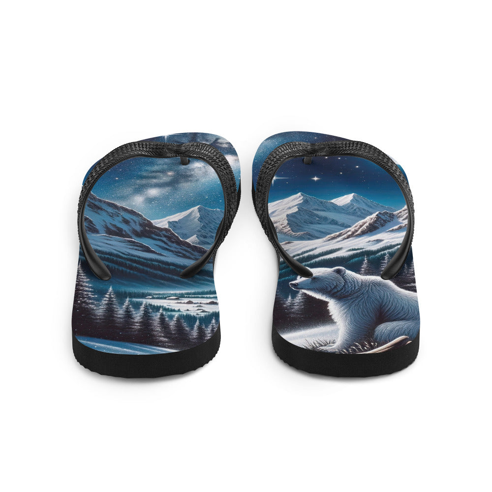 Sternennacht und Eisbär: Acrylgemälde mit Milchstraße, Alpen und schneebedeckte Gipfel - Flip Flops camping xxx yyy zzz