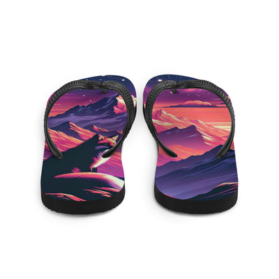 Fuchs im dramatischen Sonnenuntergang: Digitale Bergillustration in Abendfarben - Flip Flops camping xxx yyy zzz