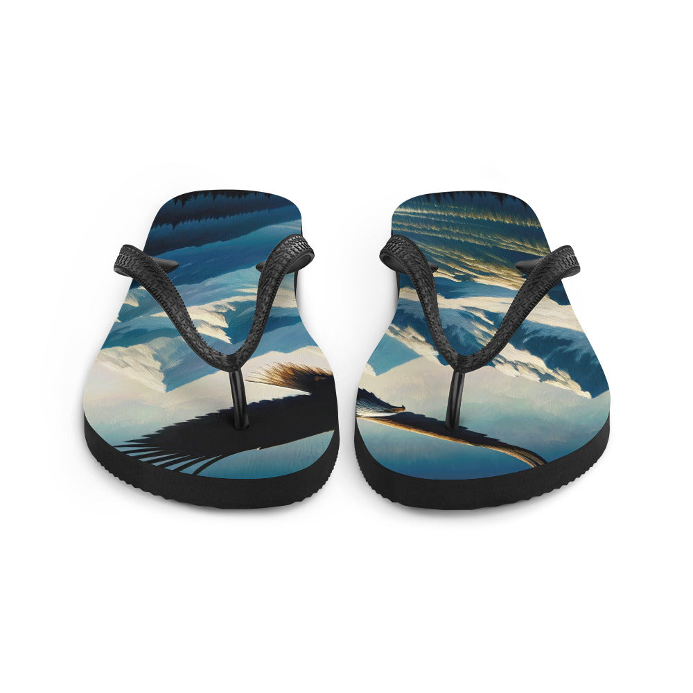 Ölgemälde eines Adlers vor schneebedeckten Bergsilhouetten - Flip Flops berge xxx yyy zzz