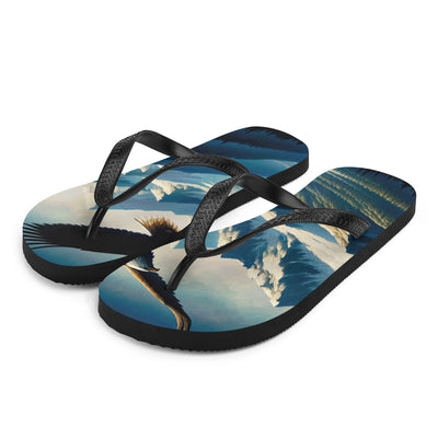 Ölgemälde eines Adlers vor schneebedeckten Bergsilhouetten - Flip Flops berge xxx yyy zzz