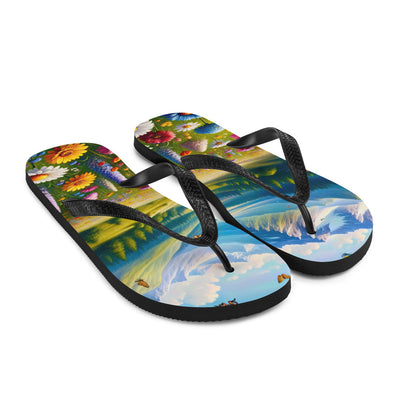 Ölgemälde einer ruhigen Almwiese, Oase mit bunter Wildblumenpracht - Flip Flops camping xxx yyy zzz