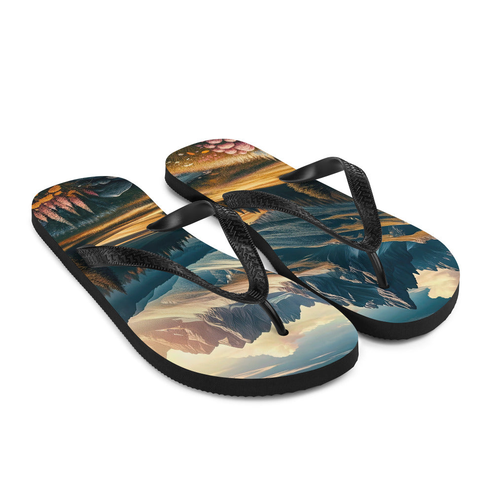 Quadratisches Kunstwerk der Alpen, majestätische Berge unter goldener Sonne - Flip Flops berge xxx yyy zzz