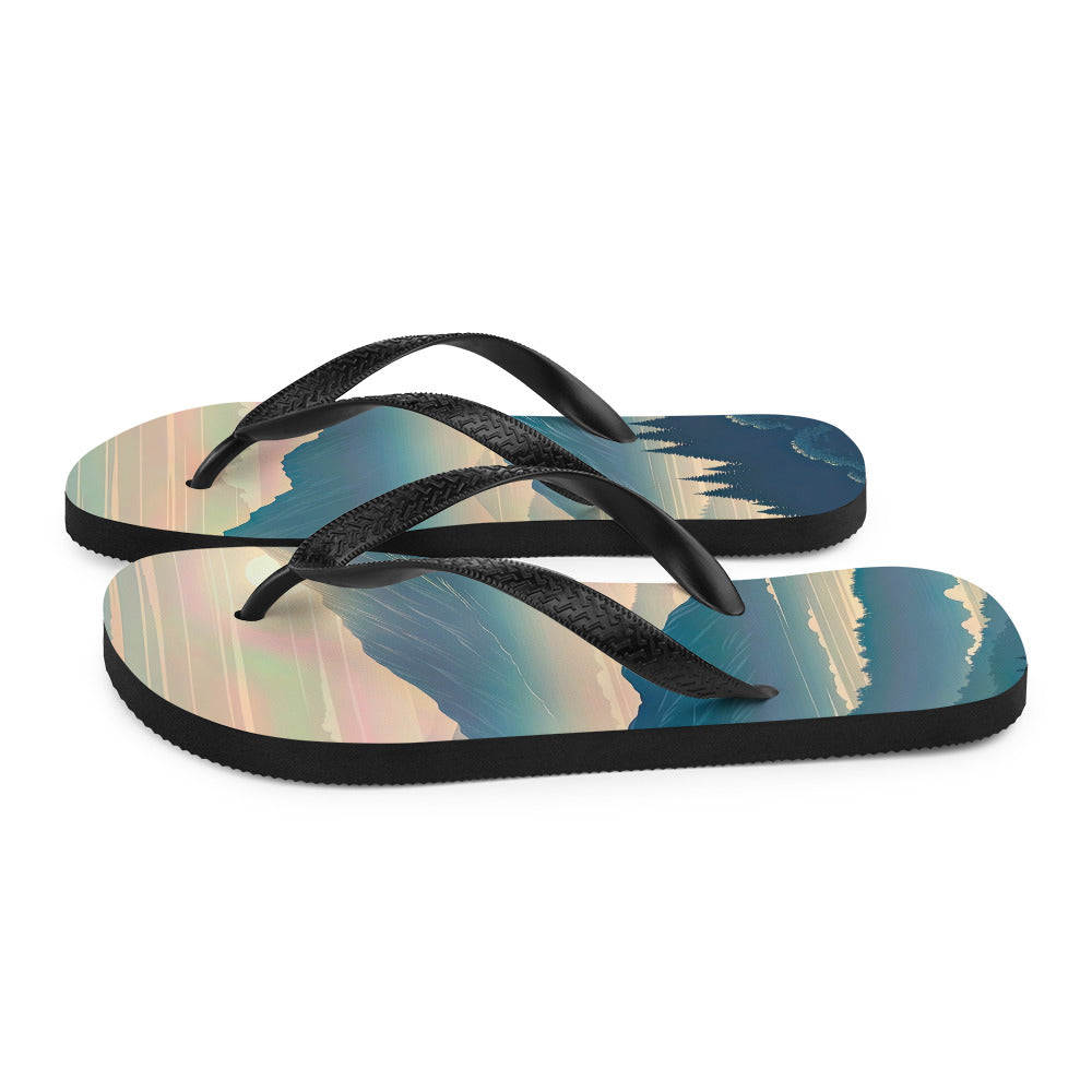 Bergszene bei Morgendämmerung, erste Sonnenstrahlen auf Bergrücken - Flip Flops berge xxx yyy zzz