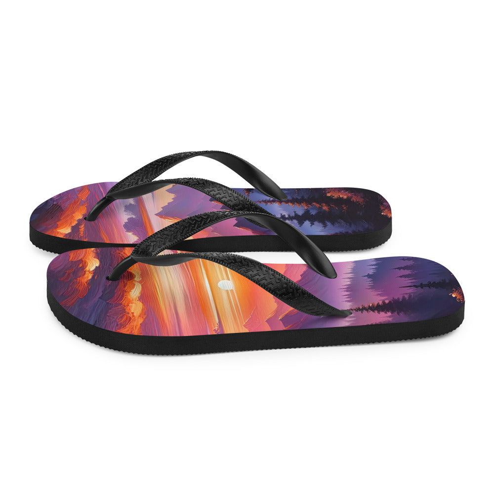 Ölgemälde der Alpenlandschaft im ätherischen Sonnenuntergang, himmlische Farbtöne - Flip Flops berge xxx yyy zzz