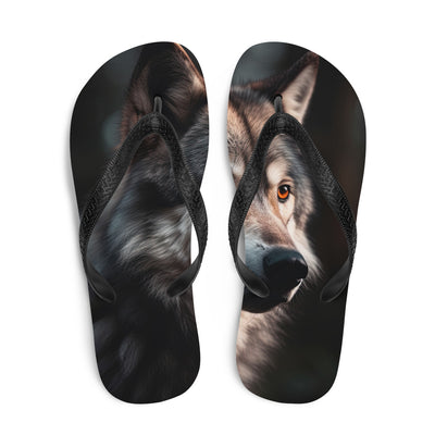 Wolf Porträt - Fotorealistische Malerei - Flip Flops camping xxx