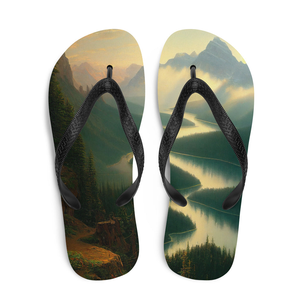 Landschaft mit Bergen, See und viel grüne Natur - Malerei - Flip Flops berge xxx