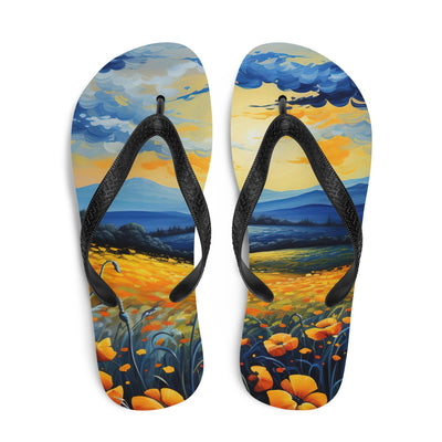 Berglandschaft mit schönen gelben Blumen - Landschaftsmalerei - Flip Flops berge xxx