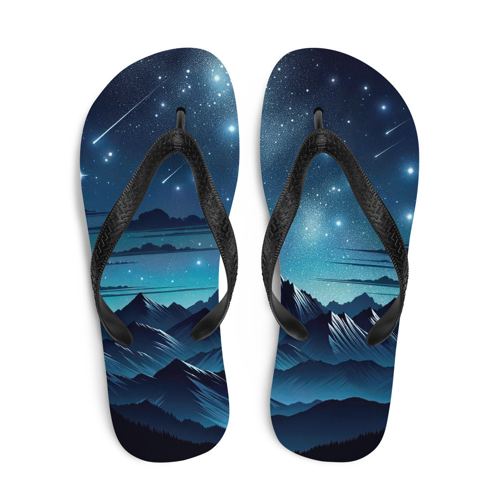 Alpen unter Sternenhimmel mit glitzernden Sternen und Meteoren - Flip Flops berge xxx yyy zzz