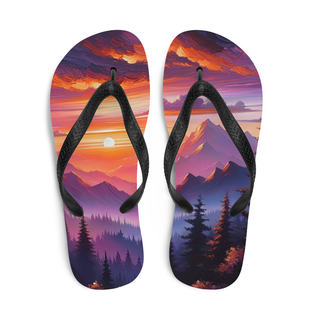 Ölgemälde der Alpenlandschaft im ätherischen Sonnenuntergang, himmlische Farbtöne - Flip Flops berge xxx yyy zzz