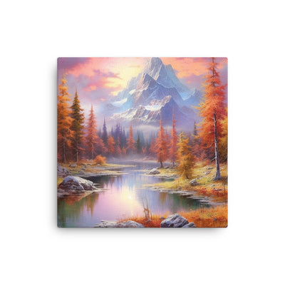 Landschaftsmalerei - Berge, Bäume, Bergsee und Herbstfarben - Dünne Leinwand berge xxx 30.5 x 30.5 cm