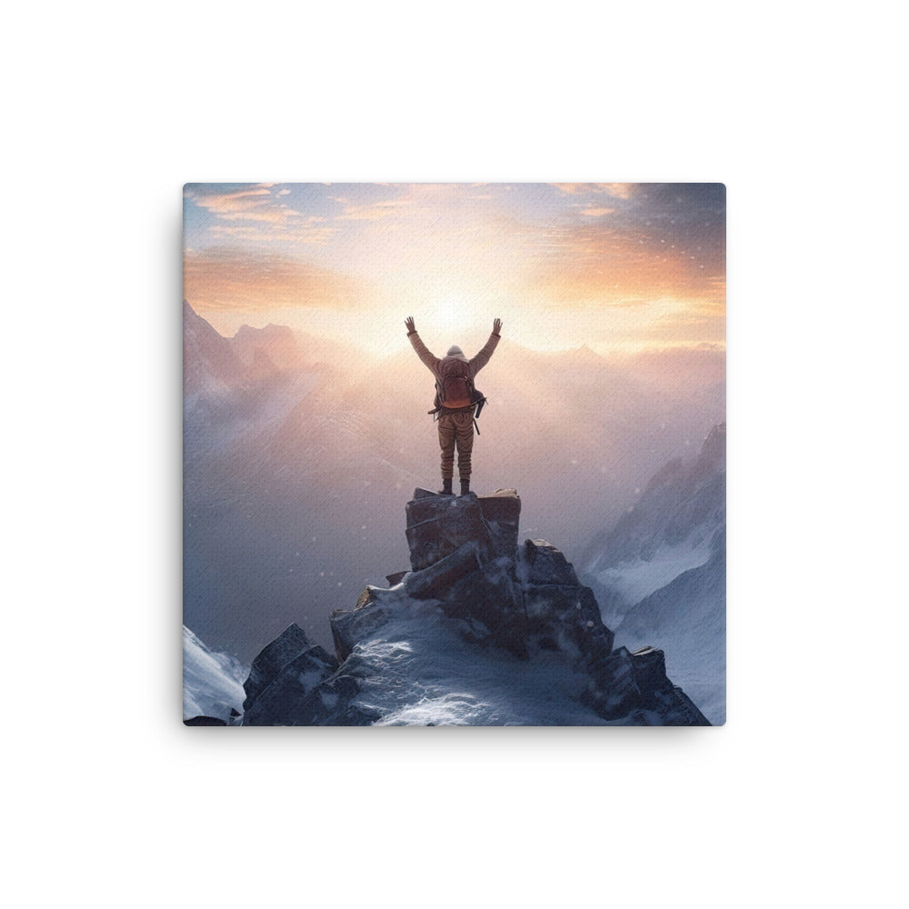 Mann auf der Spitze eines Berges - Landschaftsmalerei - Dünne Leinwand berge xxx 30.5 x 30.5 cm