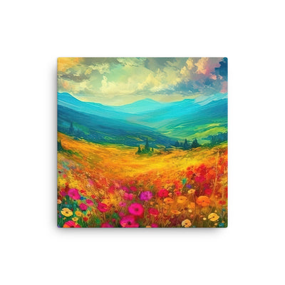 Berglandschaft und schöne farbige Blumen - Malerei - Dünne Leinwand berge xxx 30.5 x 30.5 cm