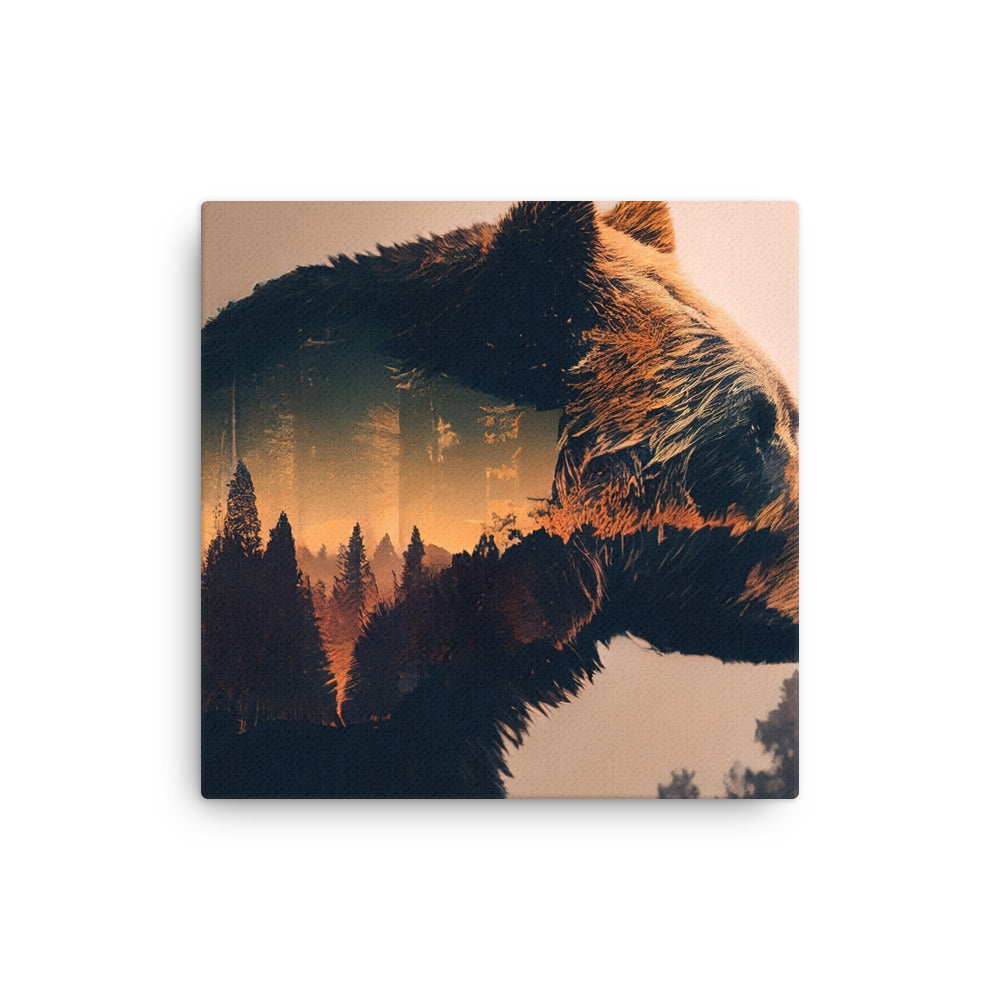 Bär und Bäume Illustration - Dünne Leinwand camping xxx 30.5 x 30.5 cm