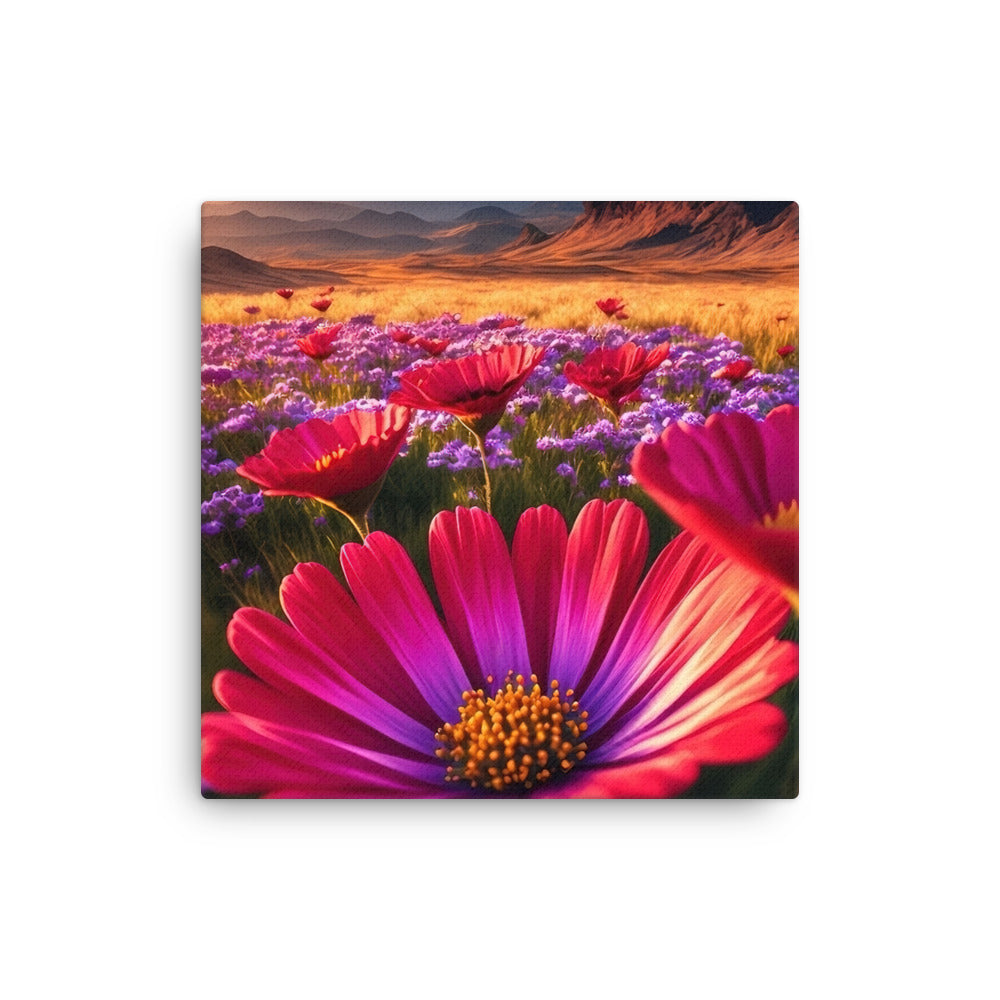 Wünderschöne Blumen und Berge im Hintergrund - Dünne Leinwand berge xxx 30.5 x 30.5 cm