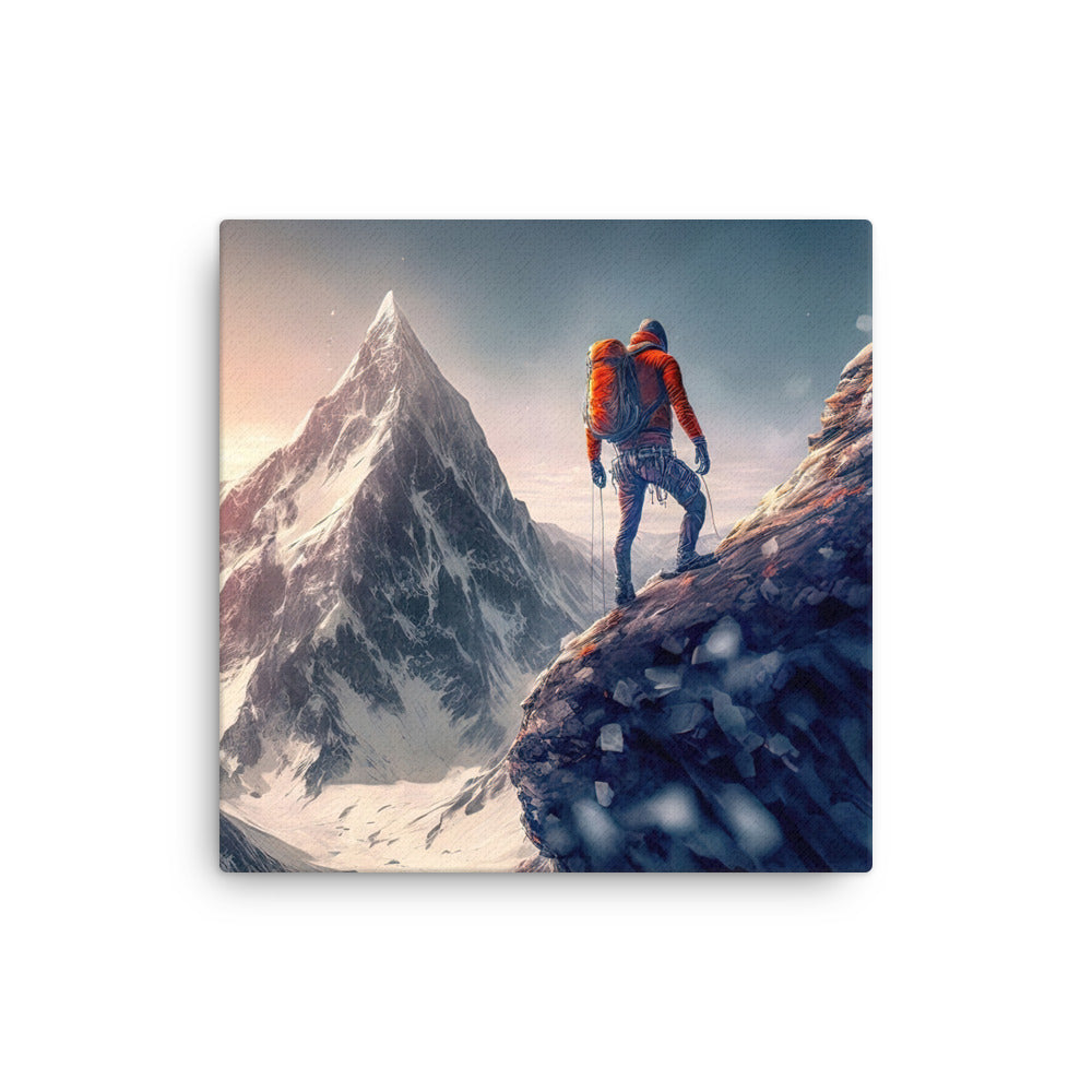 Bergsteiger auf Berg - Epische Malerei - Dünne Leinwand klettern xxx 30.5 x 30.5 cm