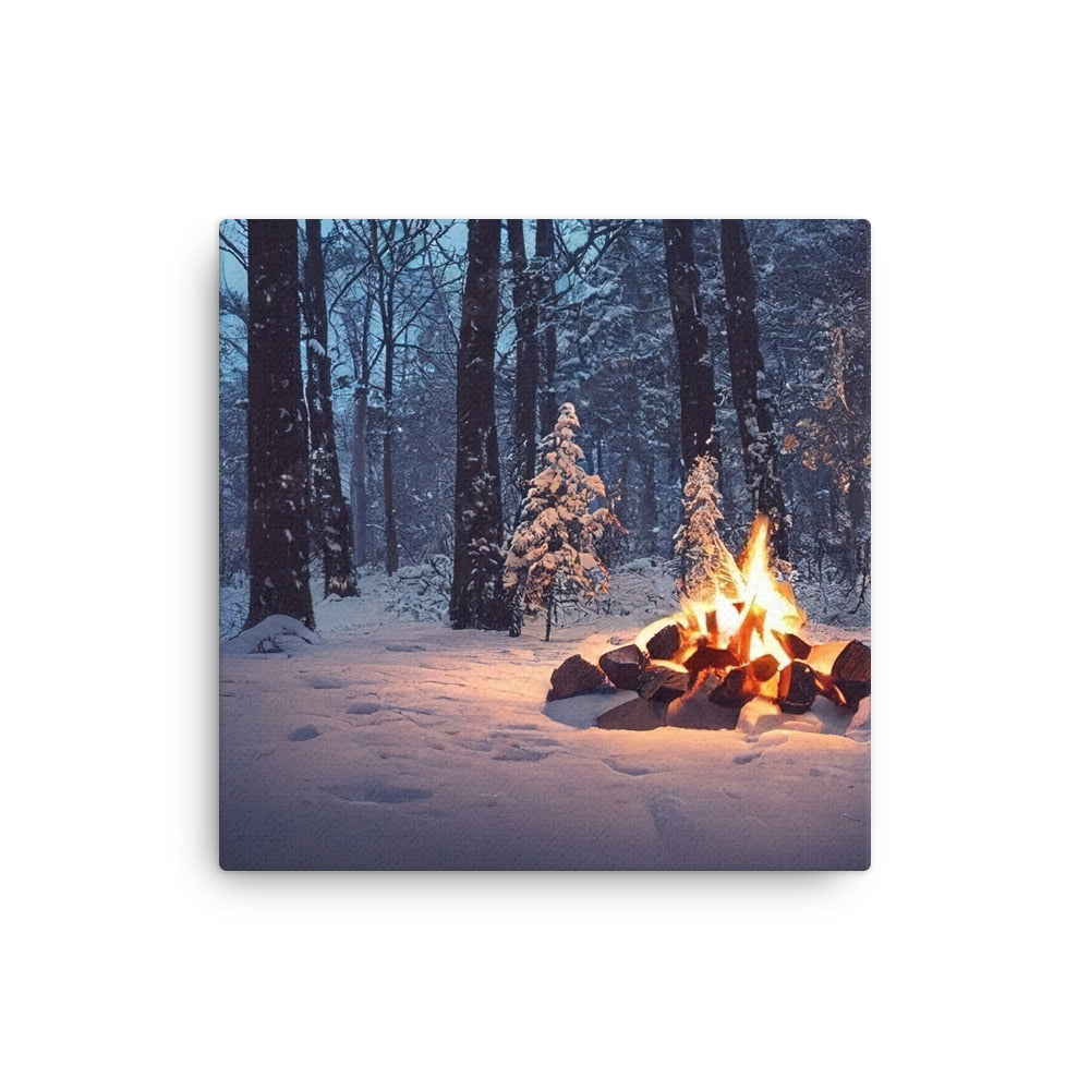 Lagerfeuer im Winter - Camping Foto - Dünne Leinwand camping xxx 30.5 x 30.5 cm